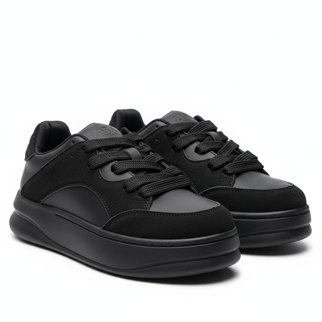 كوتشي زارا الميرور جلد طبيعي - منظر أمامي يوضح التصميم العصري الأنيق والجودة الفاخرة
