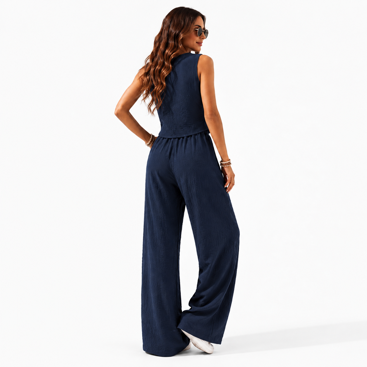 سوت كتان رجالي صيفي فيست وبنطلون Wide Leg من ELEVATE - صورة المنتج 5